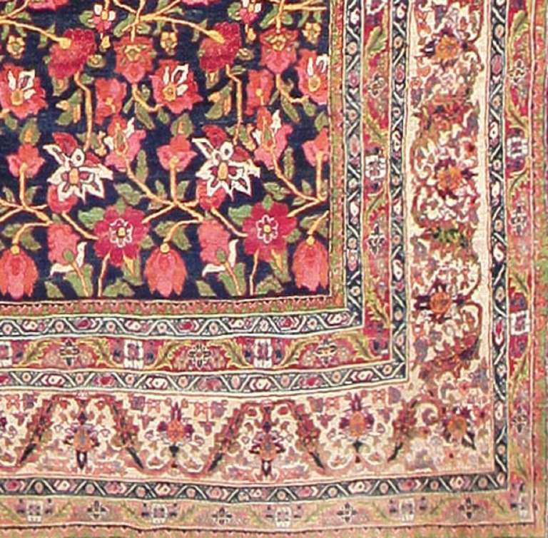 20th Century Antique Blue Background All Over Design Persian Bidjar Carpet