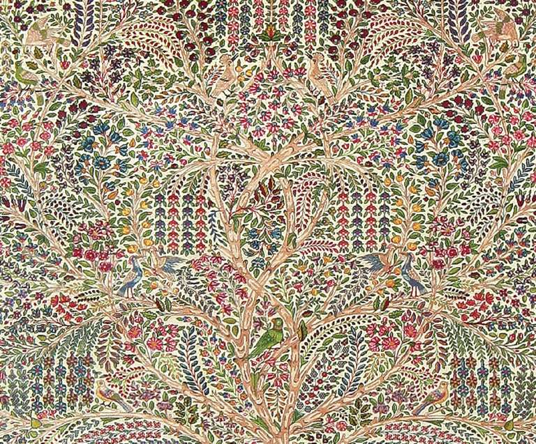 Kirman Fine Antique Persian Kerman Tree of Life Design Carpet