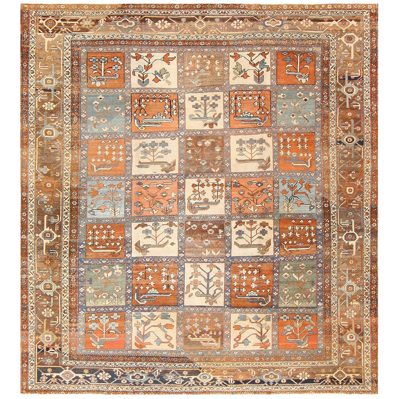 Antique Persian Garden Design Heriz Rug