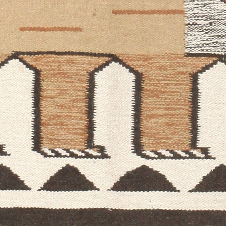 Hand-Woven Vintage Scandinavian Swedish Kilim. Size: 3 ft x 3 ft 2 in (0.91 m x 0.97 m)