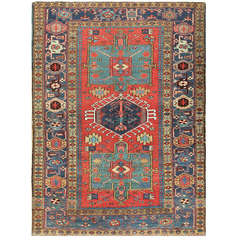 Small Antique Persian Heriz Scatter Rug