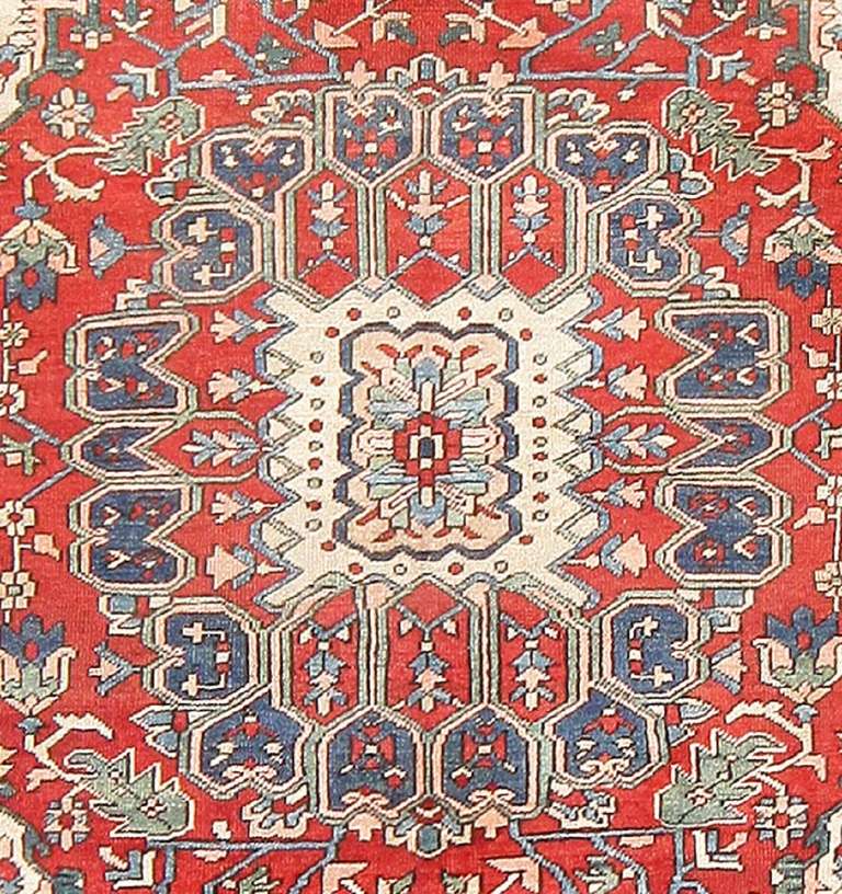 Hand-Knotted Antique Persian Heriz Serapi Carpet
