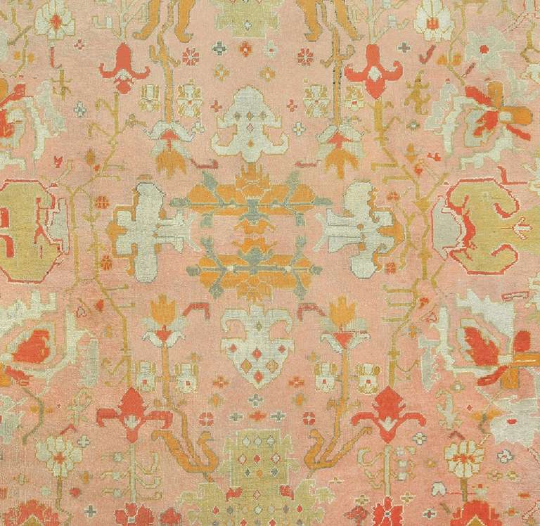 Hand-Knotted Large Antique All Over Design Decorative Turkish Oushak Carpet