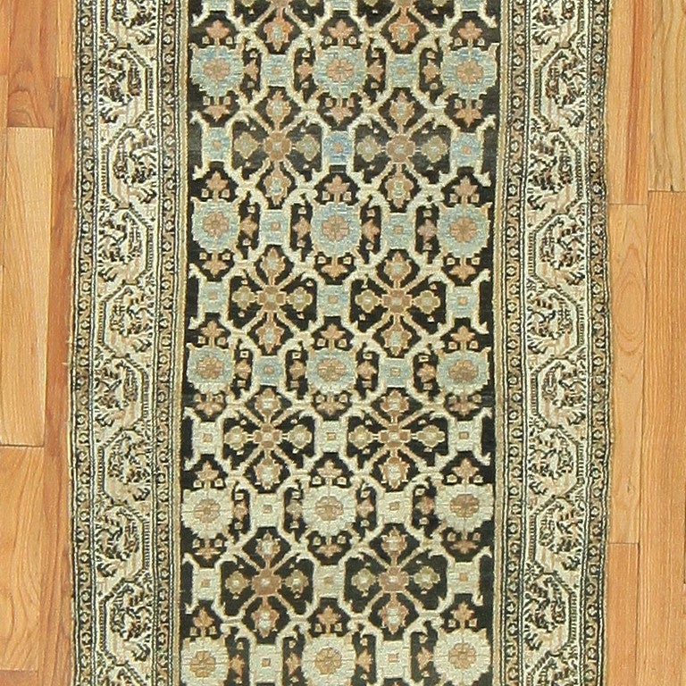 Hand-Knotted Antique Malayer Persian Runner Rug. Size: 3' 2