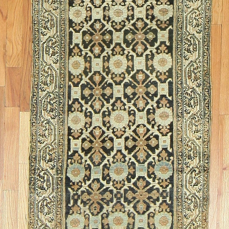 Wool Antique Malayer Persian Runner Rug. Size: 3' 2