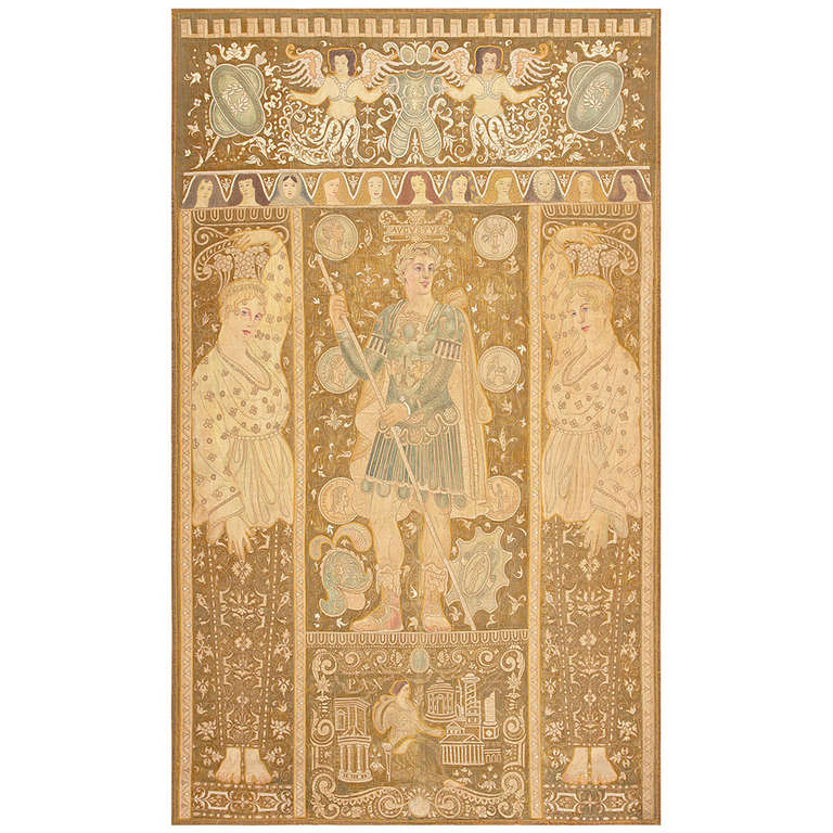 Antique Italian Tapestry Caesar Augustus. Size: 8 ft x 12 ft For Sale