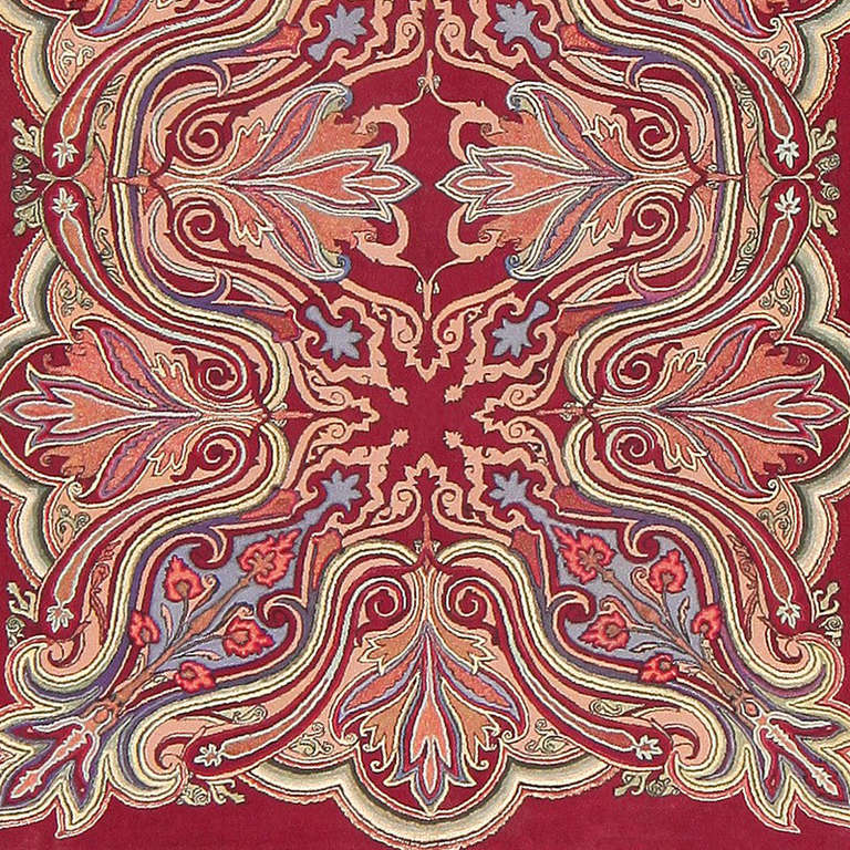 Hand-Knotted Antique Art Nouveau American Hooked Rug. 5 ft 7 in x 8 ft For Sale