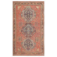 Antique Tribal Caucasian Soumak Flat Woven Rug