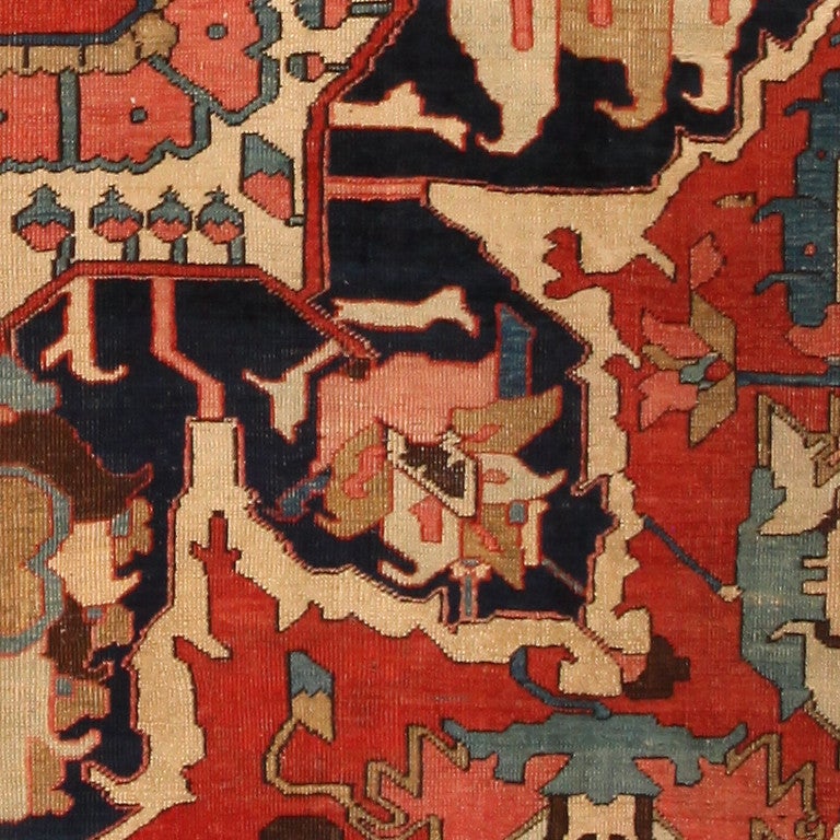 19th Century Antique Serapi Rug