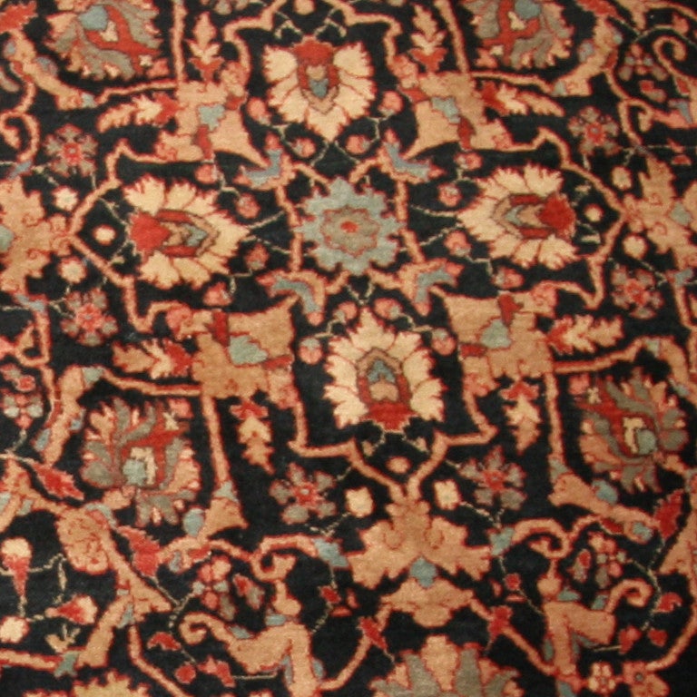 Antique Silk and Wool Indian Agra Rug 1