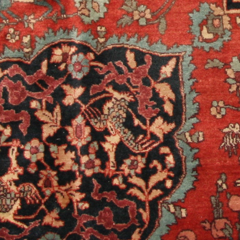 Antique Silk and Wool Indian Agra Rug 2