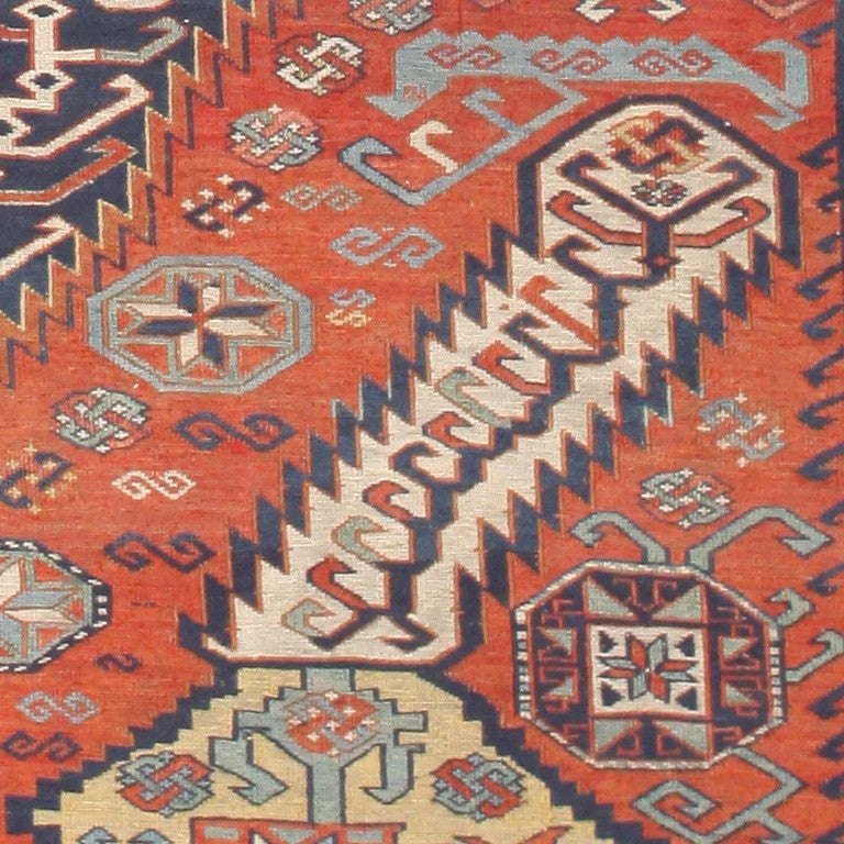Antique Caucasian Soumak Carpet In Excellent Condition In New York, NY