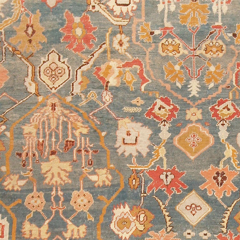 Antique Turkish Oushak Carpet In Good Condition In New York, NY