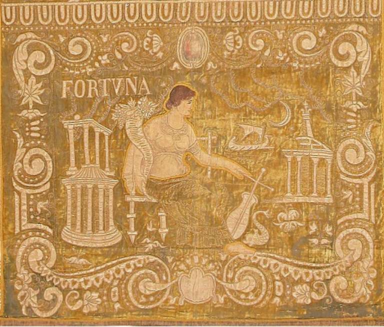 Hand-Crafted Rare Antique Italian Tapestry Depicting Roman Emperor Julius Caesar