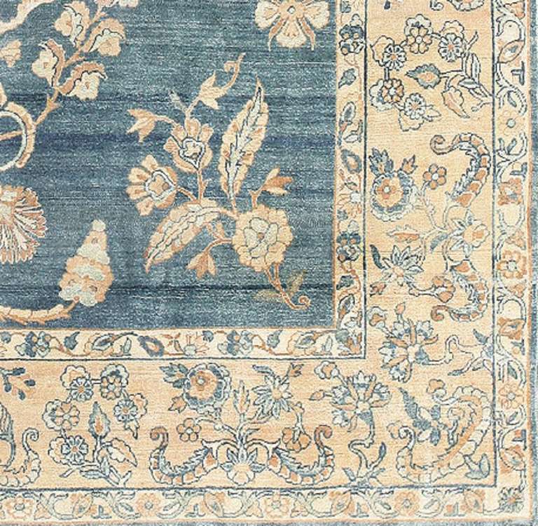 Wool Beautiful Antique Light Blue Persian Kerman Rug