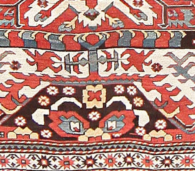 Hand-Knotted Antique Caucasian Eagle Kazak Rug