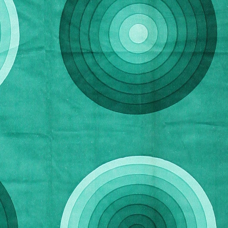 Vintage Verner Panton Textile, Denmark, Country Of Origin: Mid 20th Century. Size: 3 ft 10 in x 3 ft 10 in (1.17 m x 1.17 m)

Concentric shapes are a favorite design element used by artist Vernon Panton in his textile displays of modern art. This