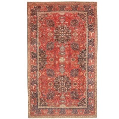 Antique Silk and Wool Indian Agra Rug