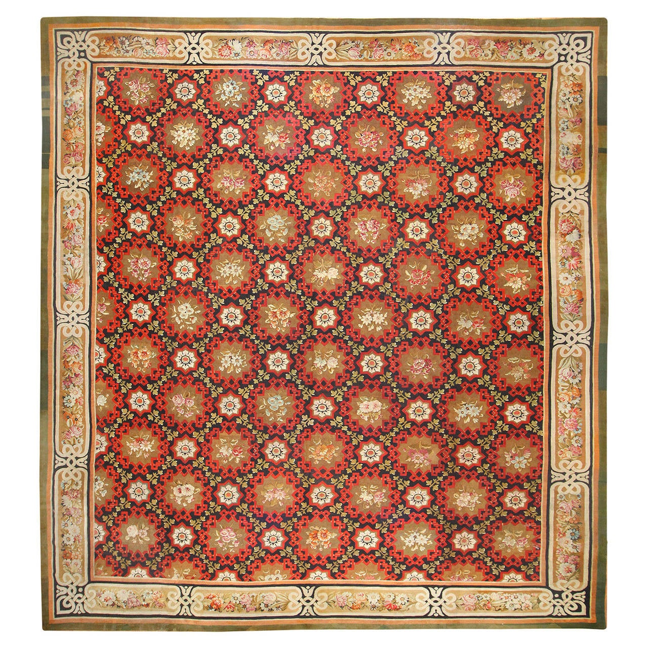 Antique French Aubusson Rug, circa 1850 For Sale at 1stdibs