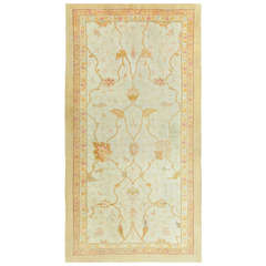 Beautiful Large-Scale Ivory Background Oushak Rug