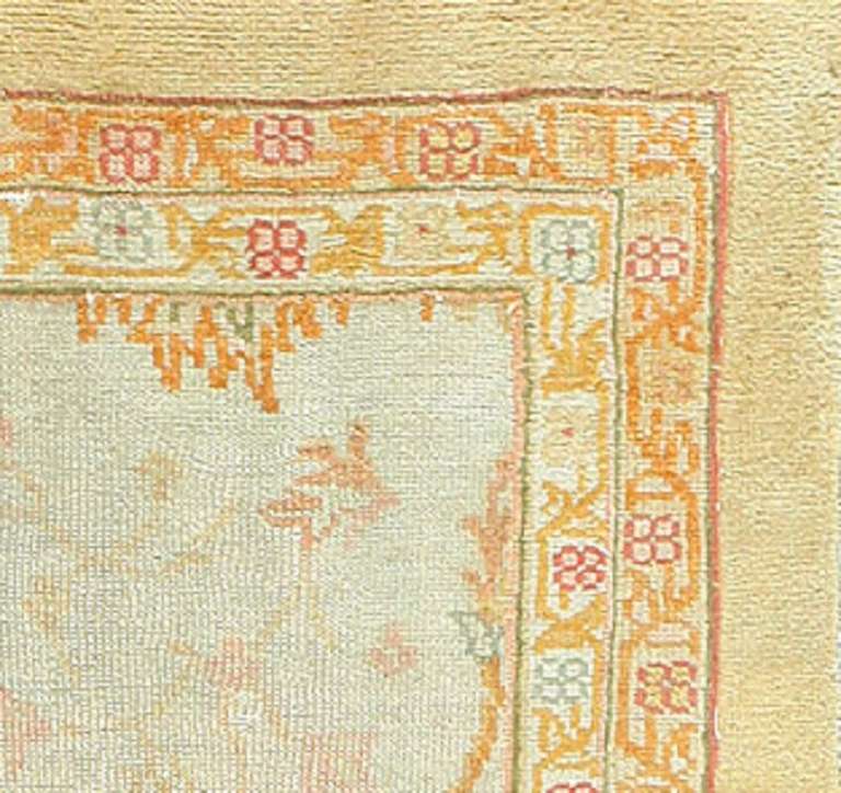 Beautiful Large-Scale Ivory Background Oushak Rug