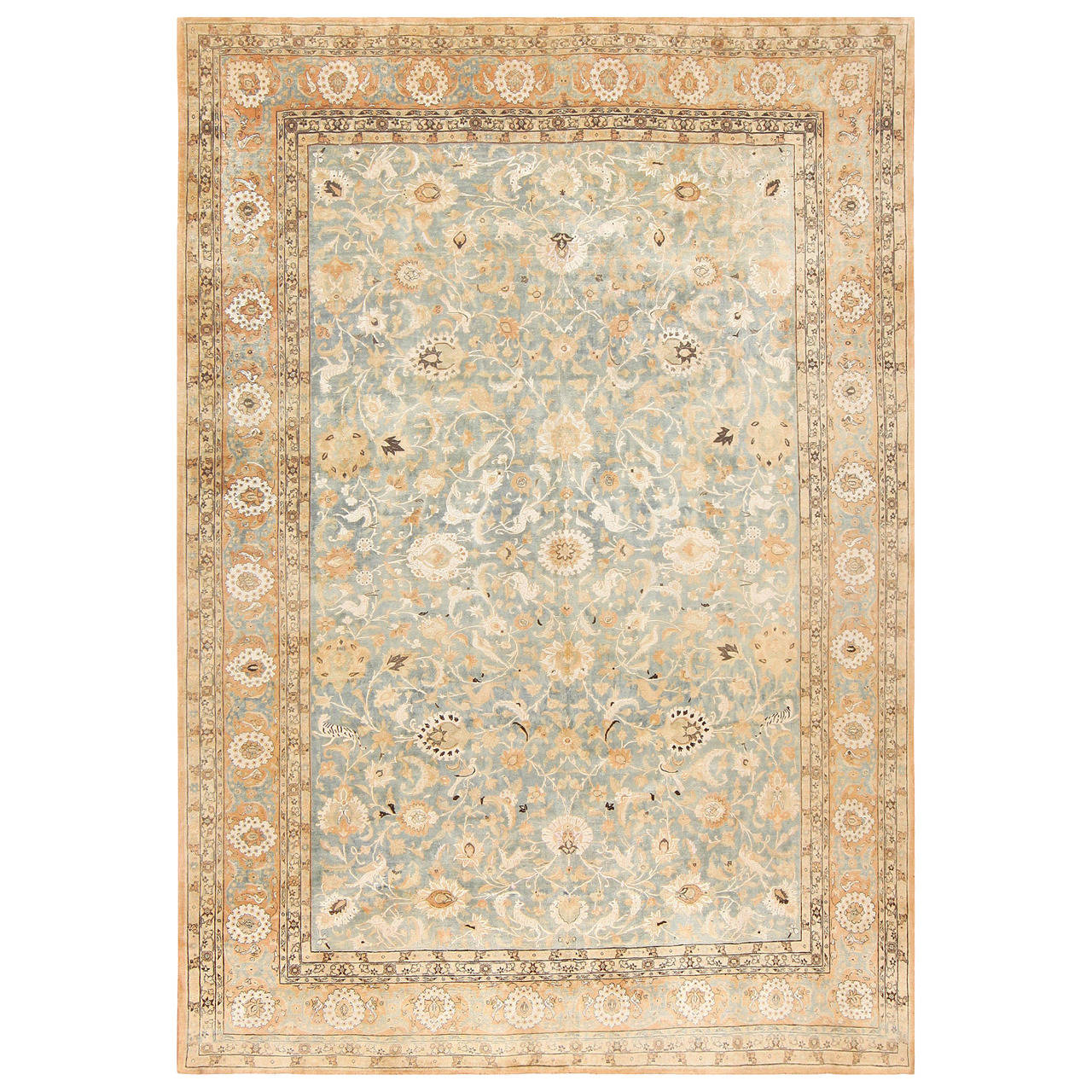 Fine SIlk and Wool Antique Persian Tehran Rug For Sale at 1stdibs