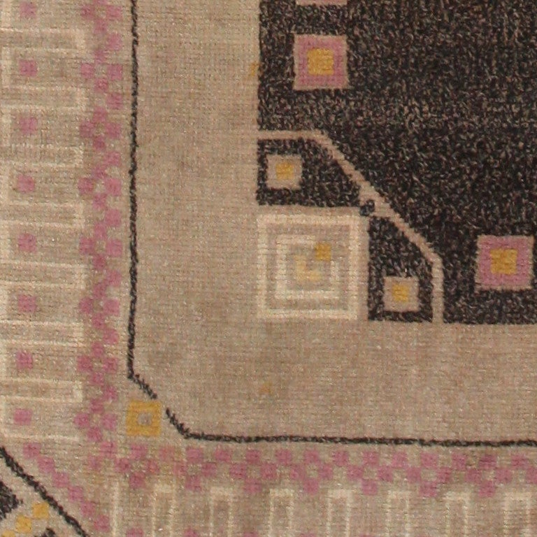 Art Deco Carpet by Josef Hoffman, Early 20th Century -- Nazmiyal is pleased to announce the addition of a beautiful Art Deco rug by Josef Hoffmann to its collection. This rug bears the initials of the manufacturer Hoffmann worked with, JBS, standing