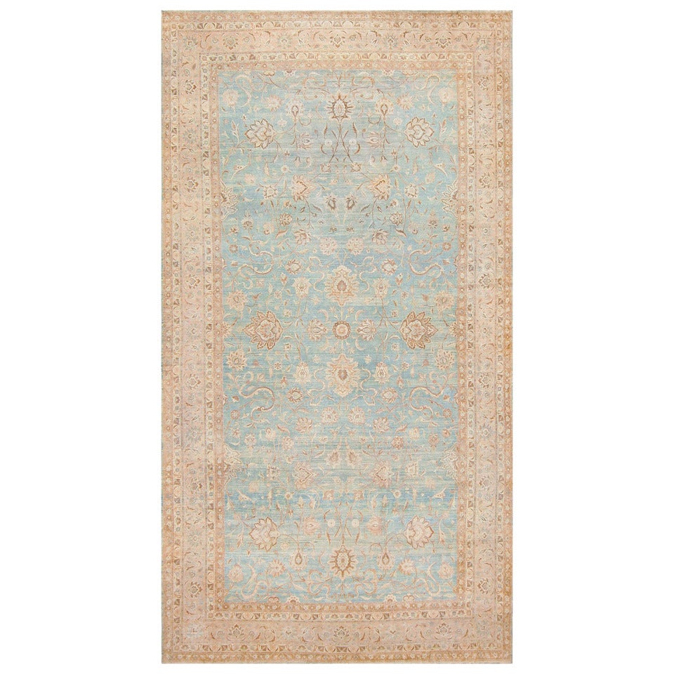 Large Scale All Over Design Light Blue Persian Kerman Carpet. For Sale