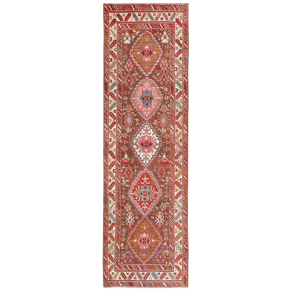 Rare Antique Caucasian Kazak Runner. Size: 3 ft 4 in x 10 ft 6 in