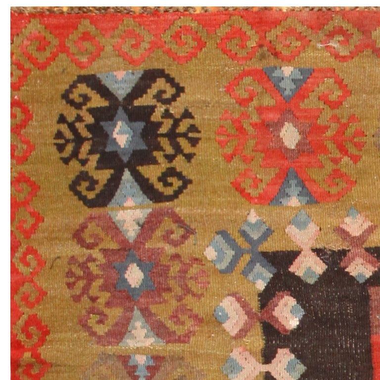 Romanian Antique Room-Size Besserabian Carpet