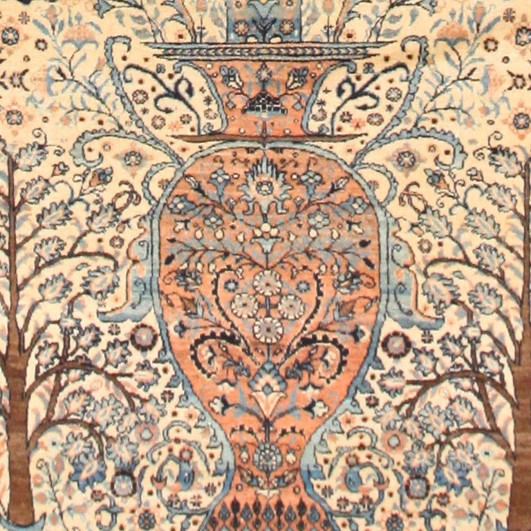 Beautifully Intricate Antique Persian Tabriz Tree of Life Carpet 2