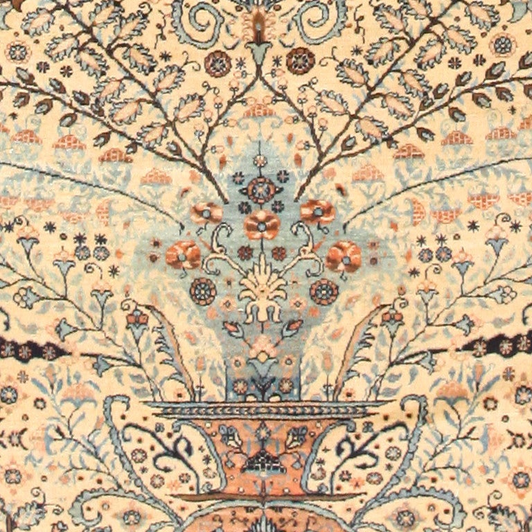 Beautifully Intricate Antique Persian Tabriz Tree of Life Carpet 1
