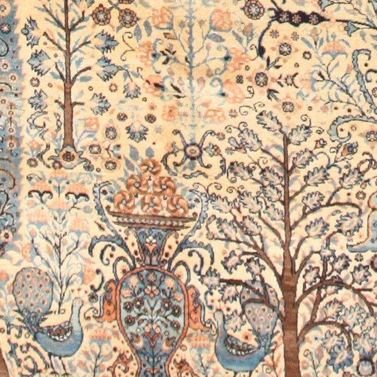 Beautifully Intricate Antique Persian Tabriz Tree of Life Carpet In Excellent Condition In New York, NY