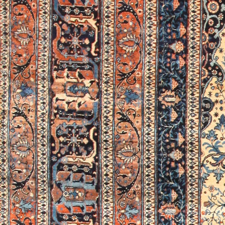Wool Beautifully Intricate Antique Persian Tabriz Tree of Life Carpet