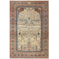 Beautifully Intricate Antique Persian Tabriz Tree of Life Carpet