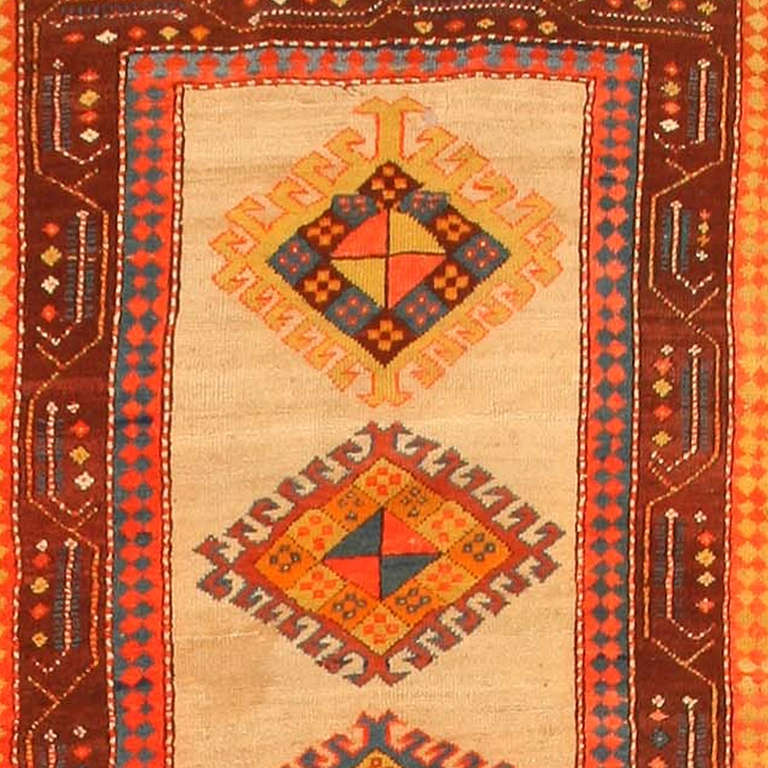 Antique Kazak Rug, Caucuses - Here is a truly wonderful antique Oriental rug – a Kazak piece made in the Caucuses. This rug represents something genuinely special, and is a testament to the artisans who produced it. A  gorgeous piece, this rug