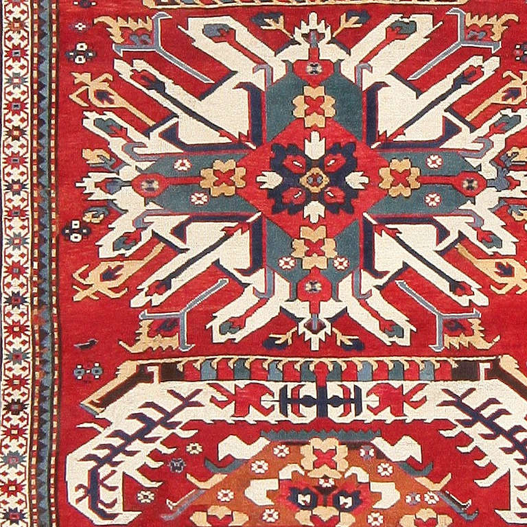 19th Century Antique Caucasian Chelaberd Eagle Kazak Rug