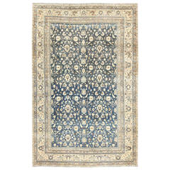 Blue Background Antique Persian Khorassan Carpet