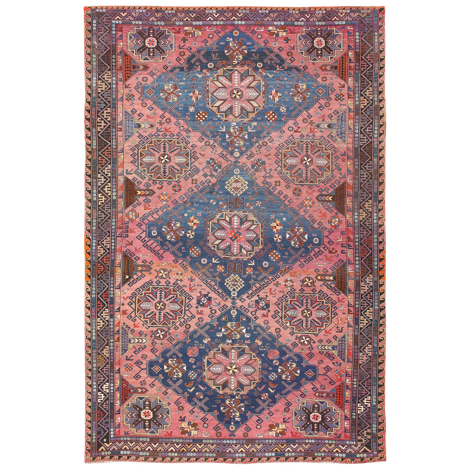 Beautiful Jewel Toned Antique Caucasian Soumak Rug