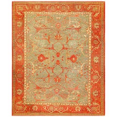 Large Scale Patterned Antique Turkish Oushak Carpet