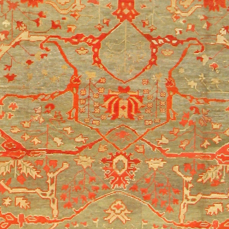 Antique Turkish Oushak Carpet, Country of Origin: Turkey, Circa Date: Early 20th Century - Woven in Western Turkey since the beginning of the Ottoman period, these are one of the great masterpieces of early Turkish weaving from the fifteenth to the