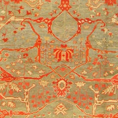 Large Scale Patterned Antique Turkish Oushak Carpet