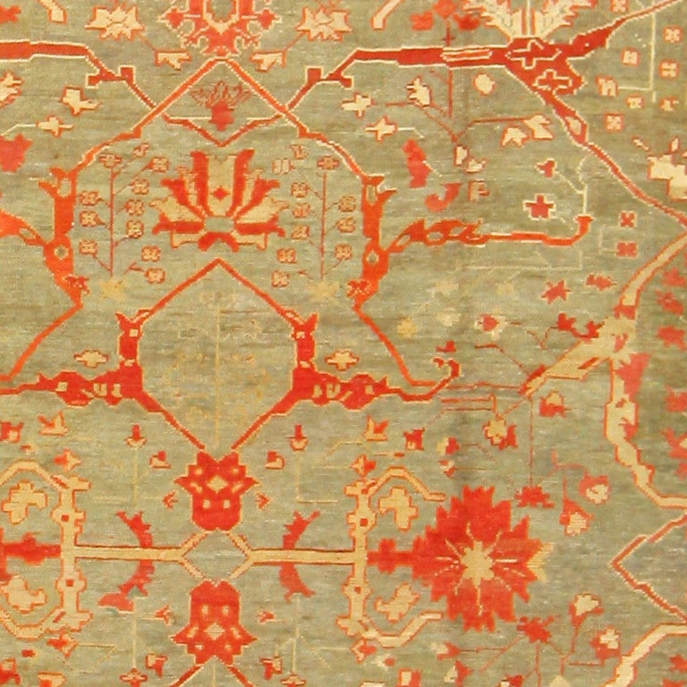 20th Century Large Scale Patterned Antique Turkish Oushak Carpet