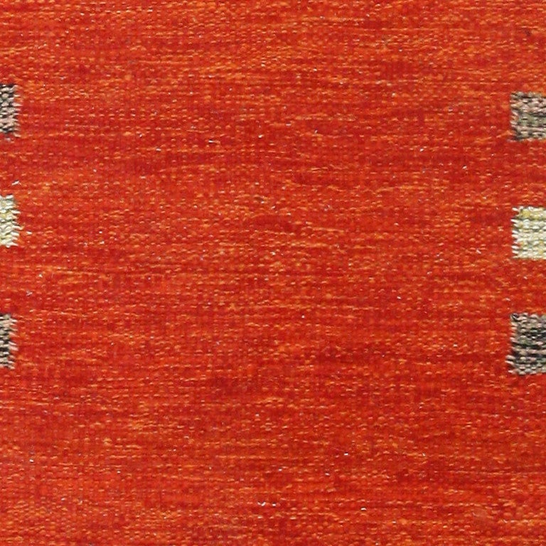 20th Century Red Geometric Design Vintage Swedish Kilim