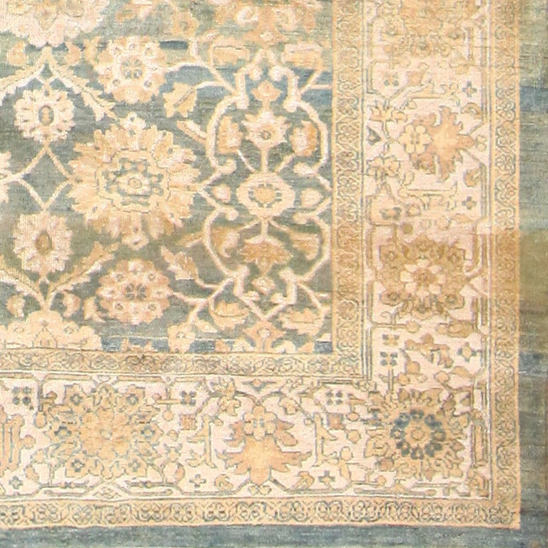 Light Blue Background Antique Persian Sultanabad Rug In Excellent Condition In New York, NY