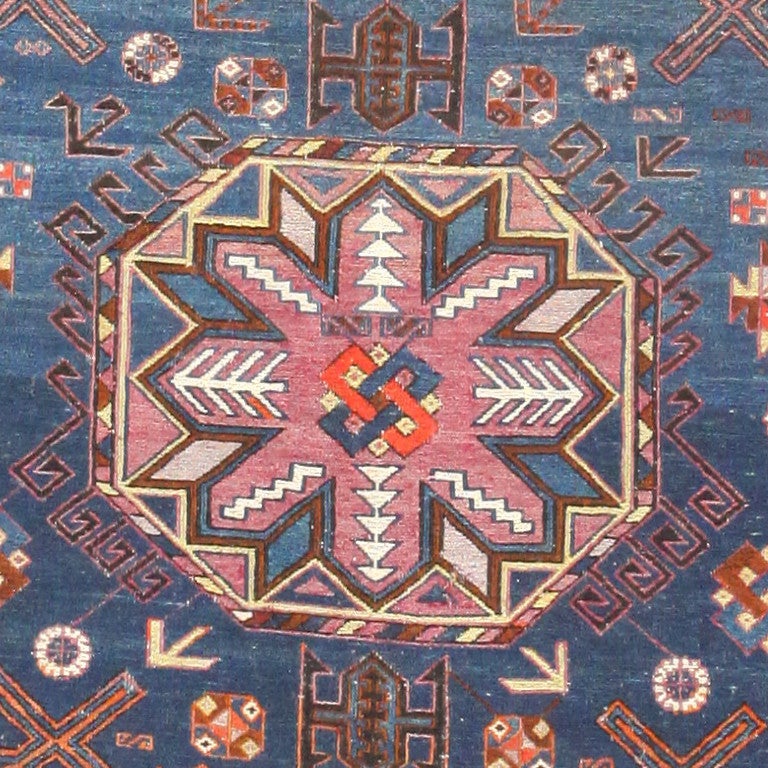 Beautiful Jewel Toned Antique Caucasian Soumak Rug In Excellent Condition In New York, NY