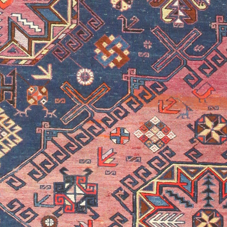 Sumak Beautiful Jewel Toned Antique Caucasian Soumak Rug