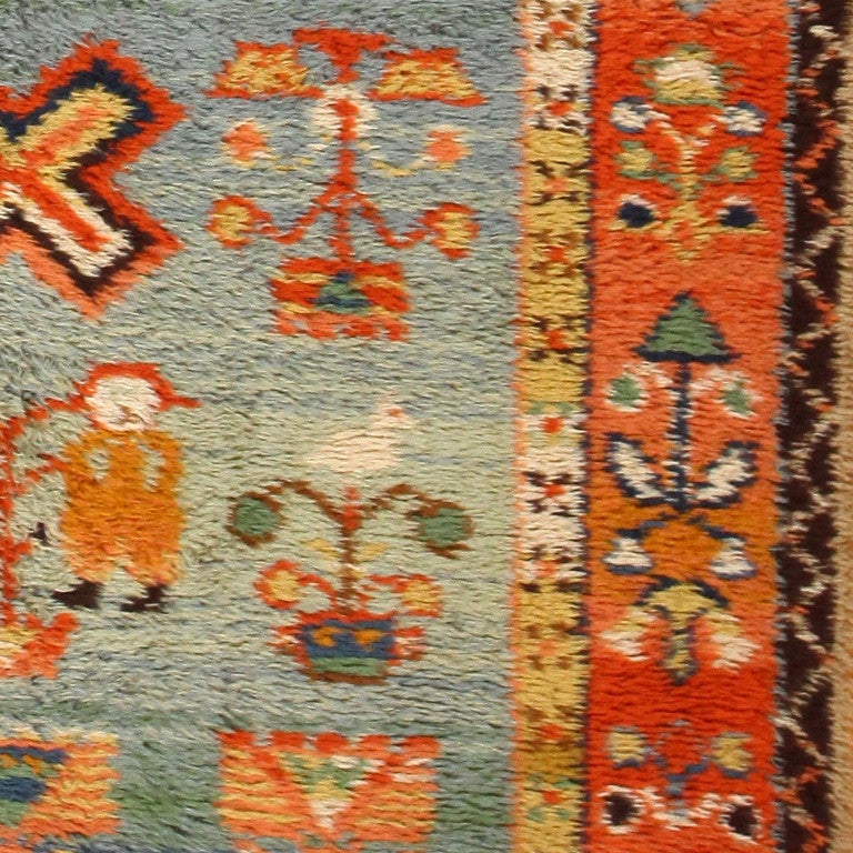 Folk Art Vintage German Rug For Sale at 1stdibs