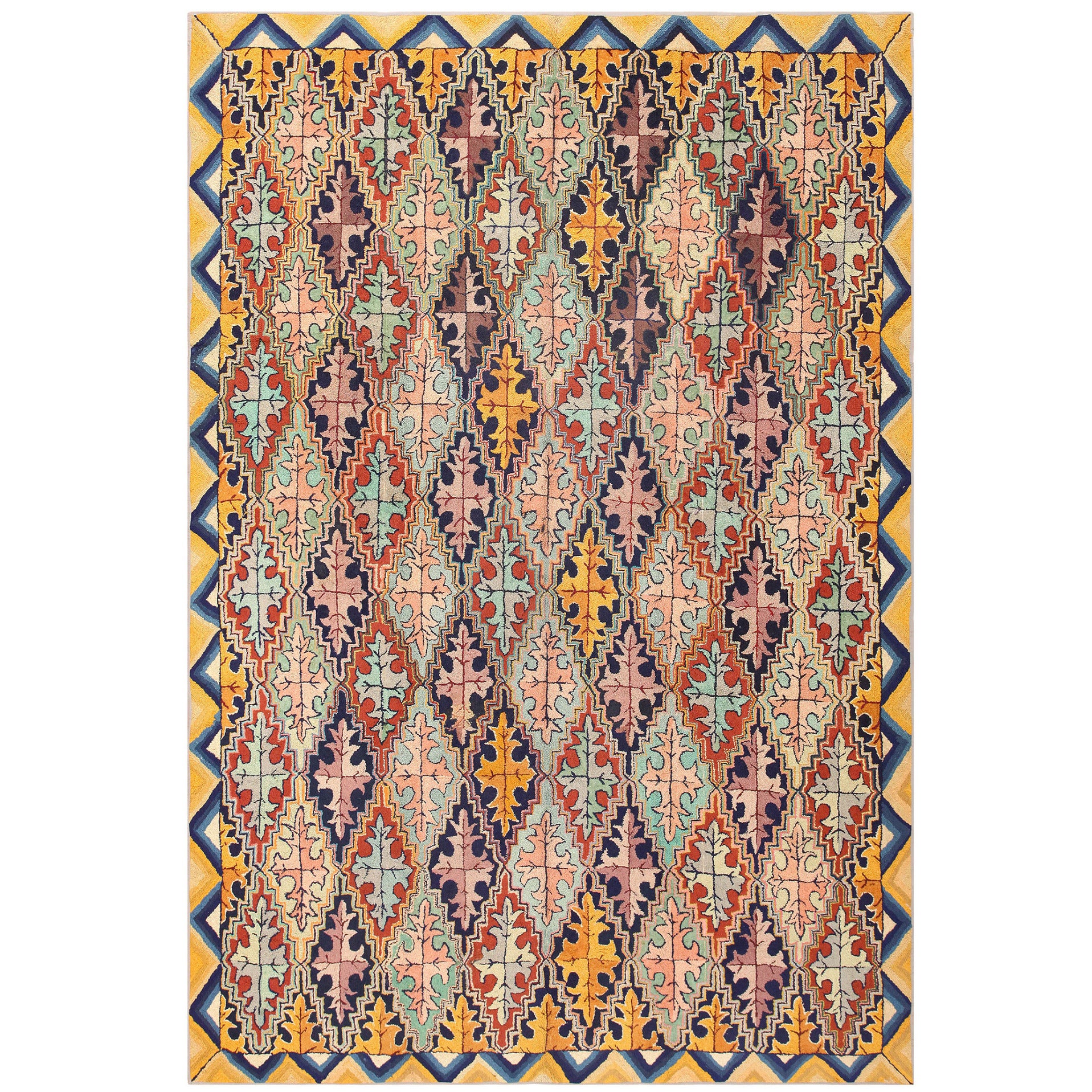 Room Sized Antique Hooked American Rug 50304