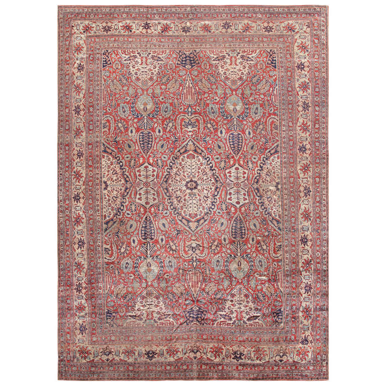 Fine Antique Persian Silk Heriz Carpet For Sale at 1stdibs